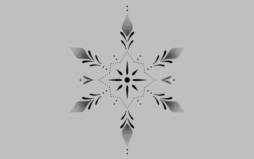 A fine line, delicate ornamental tattoo design